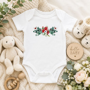 Sweet Watercolor Floral Botanical Baby Girl Design Bodysuit