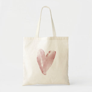 sweet watercolor heart tote bag
