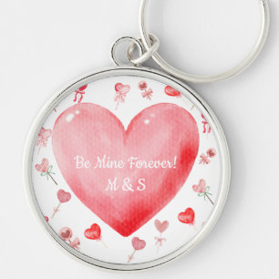 Sweet Watercolor Heart Valentine Keychain