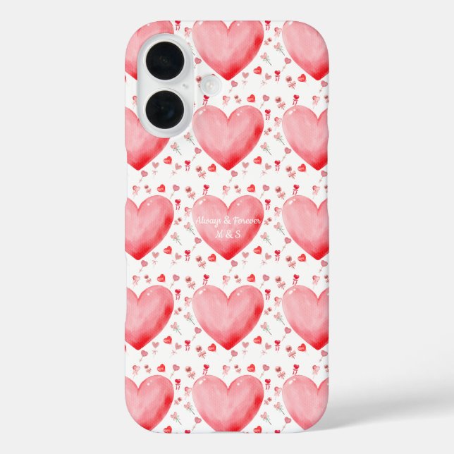 Sweet Watercolor Heart Valentine Phone Case (Back)