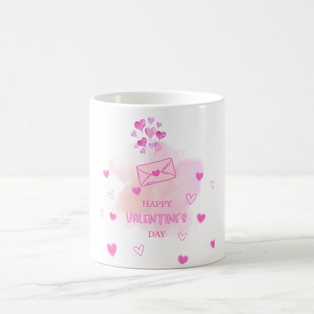 Sweet Watercolor Hearts Valentine’s Day Coffee Mug (Center)