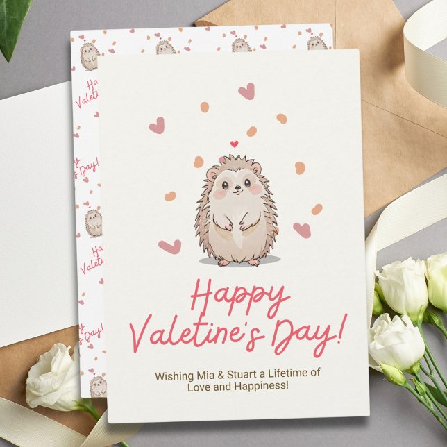 Sweet Watercolor Hedgehog Valentine's Day Card (Sweet Watercolor Hedgehog Valentine's Day Card)