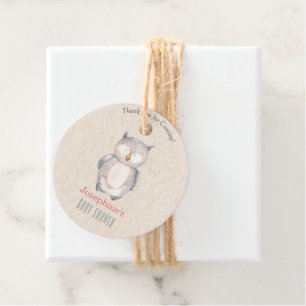 Sweet Watercolor Owl Baby Shower Thank You Favour Tags