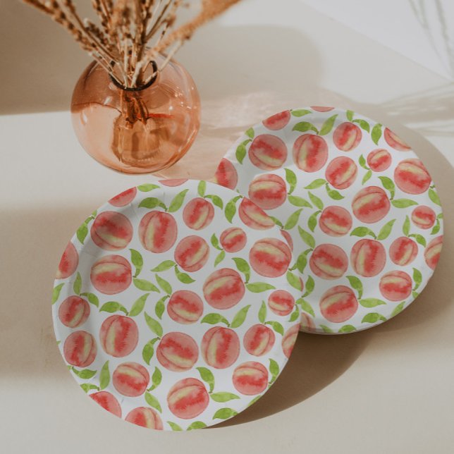 Sweet Watercolor Peach Pattern  Paper Plate (Creator Uploaded)