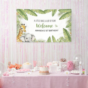 Sweet Watercolor Safari Welcome Birthday Banner