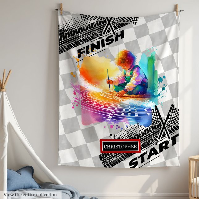 Sweet Watercolor Sport Car Racing Boy Blanket (Sweet Watercolor Sport Car Racing Boy Blanket)