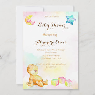 Sweet Watercolor Tigger Baby Shower Invitation