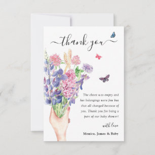 Sweet Watercolor Wildflower Baby Shower Thank You Card