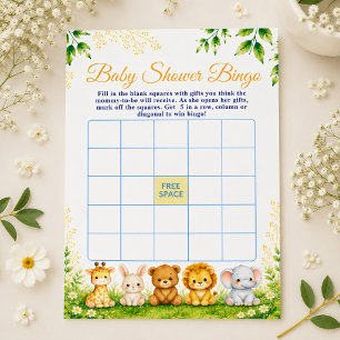Sweet Watercolor Woodland Animals Baby Bingo Game