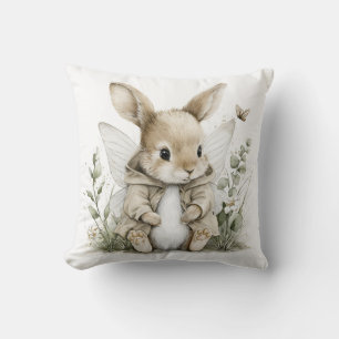 Sweet watercolour fairy bunny illustration cushion