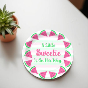 Sweet Watermelon Baby Shower Paper Plate