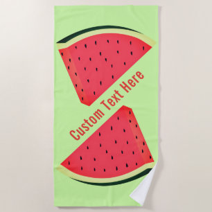 Sweet Watermelon Beach Towel Custom Text and Colou