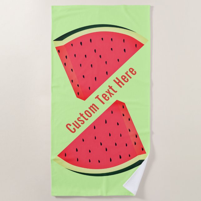 Sweet Watermelon Beach Towel Custom Text and Colou (Front)