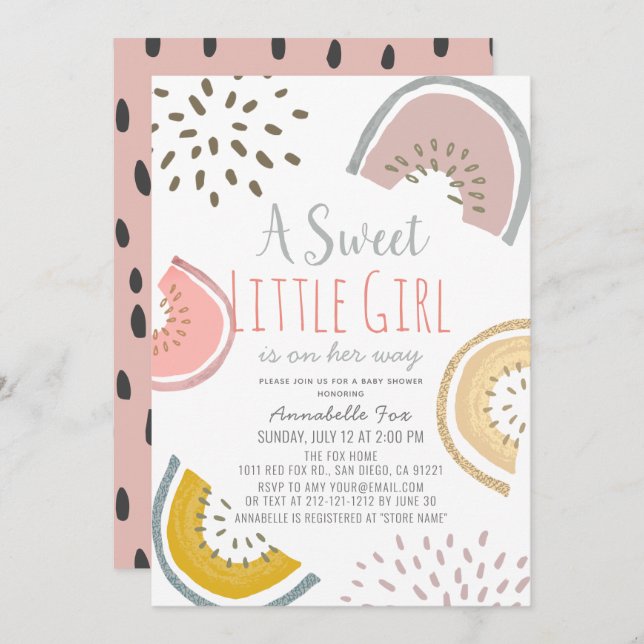 Sweet Watermelon Boho Baby Shower Invitation (Front/Back)