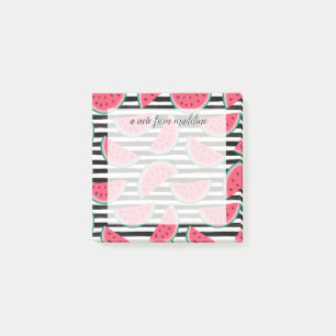 Sweet Watermelon on Stripes Black & White Pattern Post-it Notes