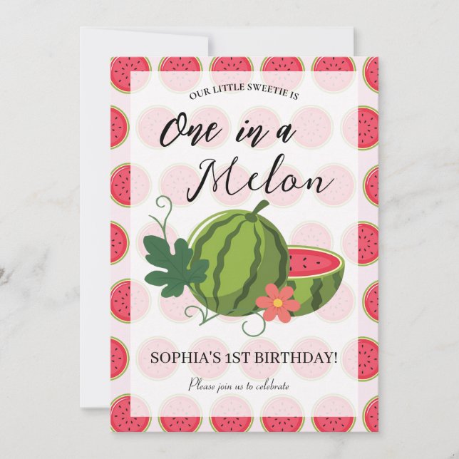Sweet Watermelon Ribbon Summer Invitation (Front)