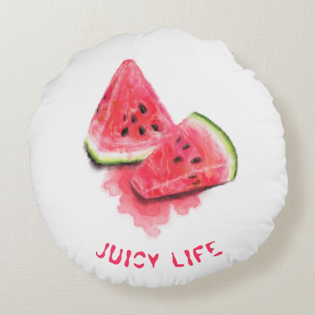 Sweet Watermelon Round Pillow (Back)