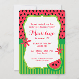 Sweet Watermelon Stripe Invitation