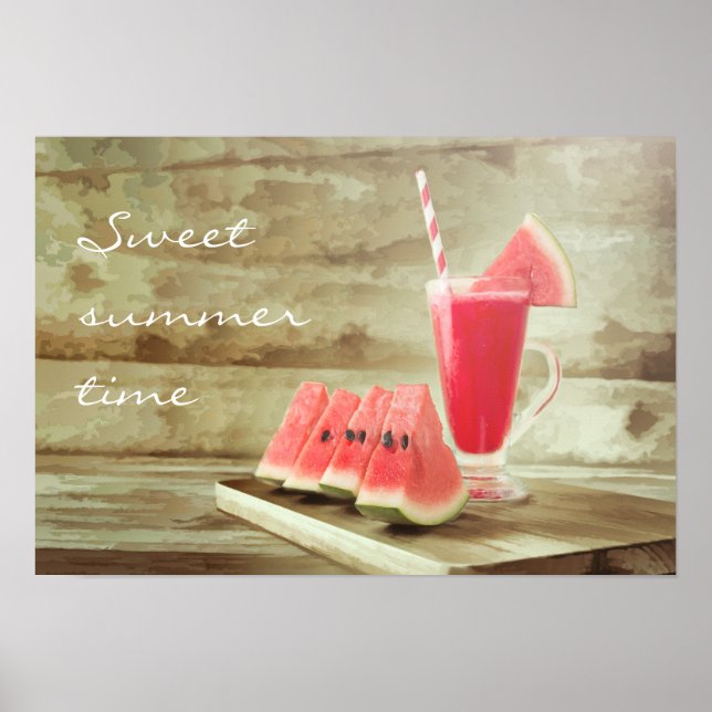 Sweet Watermelon Time – Rustic Summer Poster (Front)