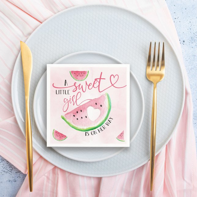 Sweet Watermelon Watercolor Baby Shower Napkin (Creator Uploaded)