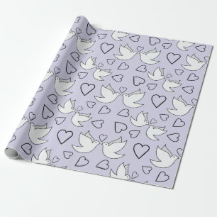 Sweet Wedding Doves for Engagement Shower Seamless Wrapping Paper