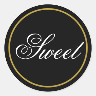 "Sweet" Wedding Sticker - Black Gold