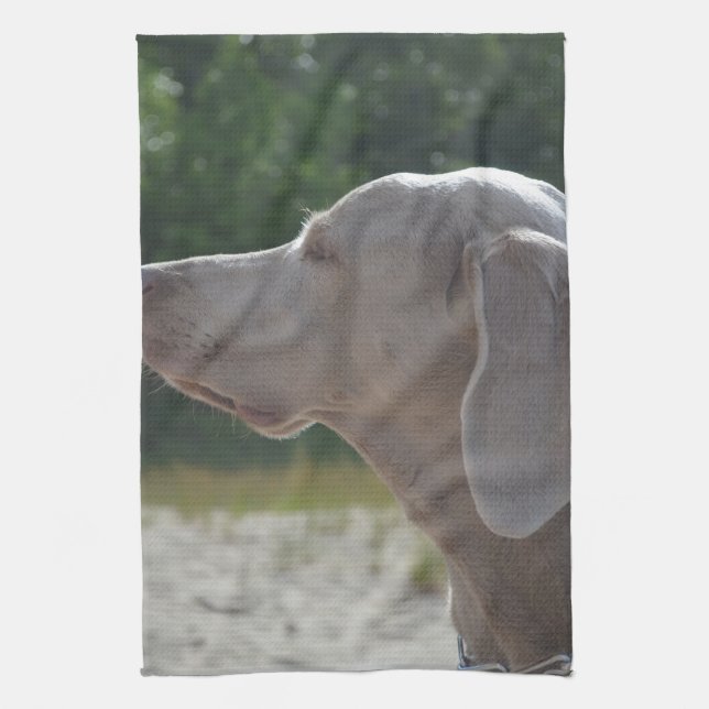 Sweet Weimaraner Dog Profile Tea Towel (Vertical)