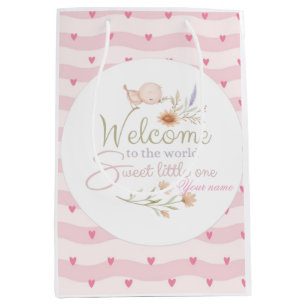 Sweet Welcome Baby Sticker / Label Medium Gift Bag