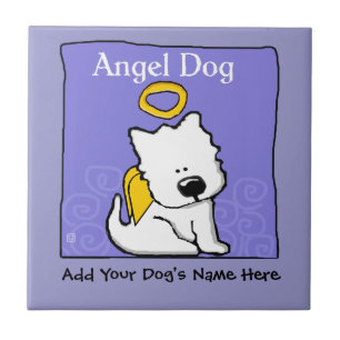 Sweet Westie Dog Angel Memorial Ceramic Tile