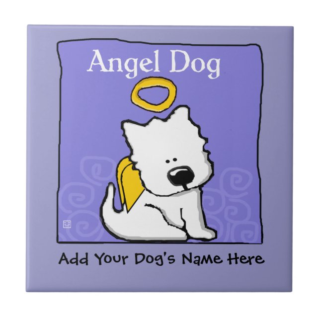 Sweet Westie Dog Angel Memorial Ceramic Tile (Front)