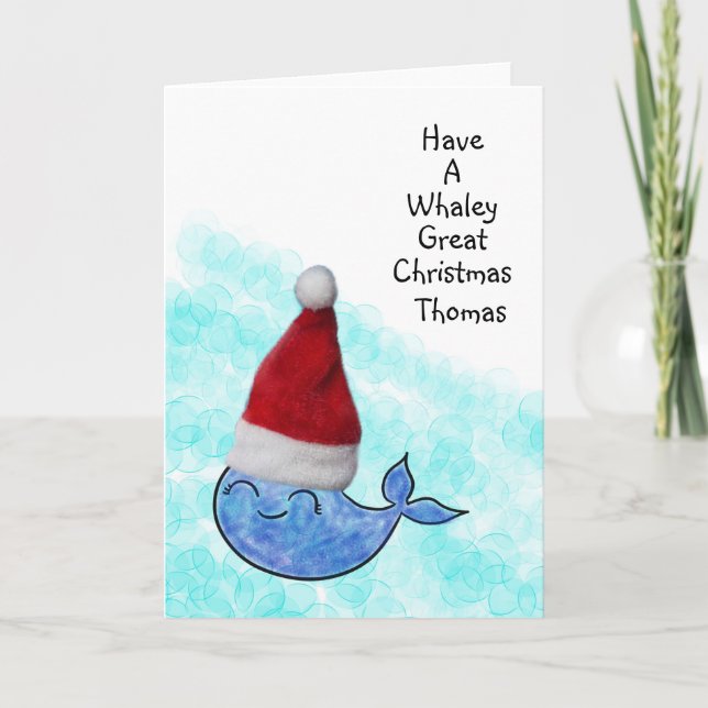 Sweet Whale Kids Customisable Christmas Card (Front)