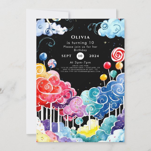 Sweet Whimsical Candyland Birthday Invitation (Front)