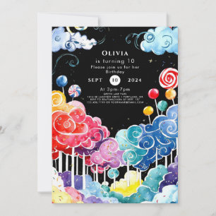 Sweet Whimsical Candyland Birthday Invitation
