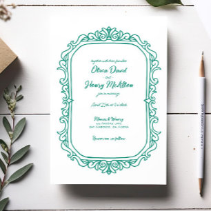 Sweet Whimsical Handwritten Illustrated Wedding Invitation