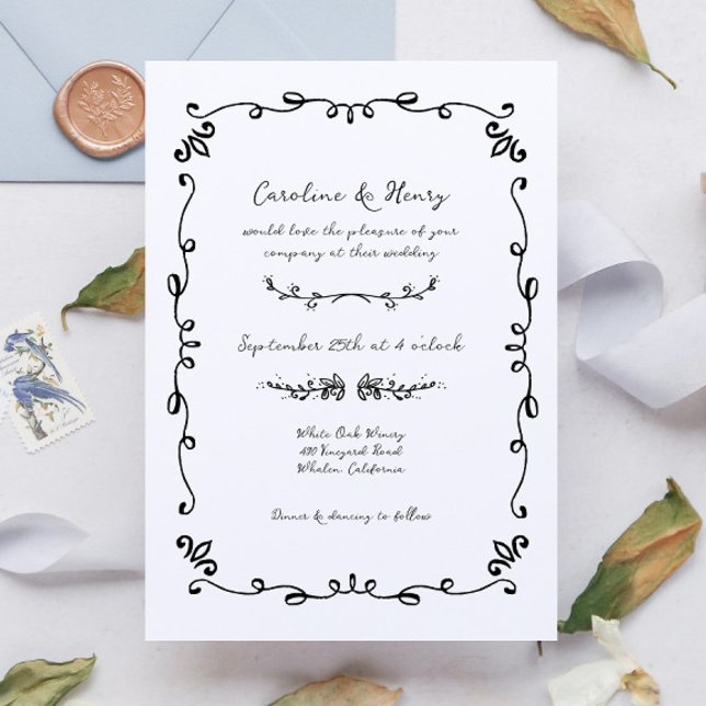 Sweet Whimsical Handwritten Illustrated Wedding Invitation (Creator Uploaded)