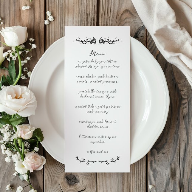 Sweet Whimsical Handwritten Illustrated Wedding Menu (Creator Uploaded)