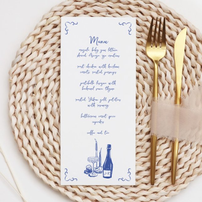 Sweet Whimsical Handwritten Illustrated Wedding Menu (Creator Uploaded)