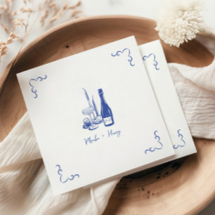 Sweet Whimsical Handwritten Illustrated Wedding Napkin