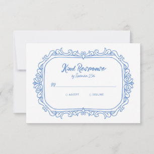 Sweet Whimsical Handwritten Illustrated Wedding RSVP Card