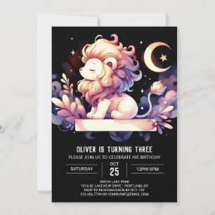 Sweet Whimsy Lion Birthday Invitation