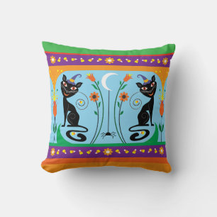 Sweet Whiskers and Spooky Blooms Cushion