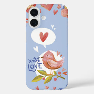 Sweet Whispers Cute Lovebird Valentine iPhone 16 Case