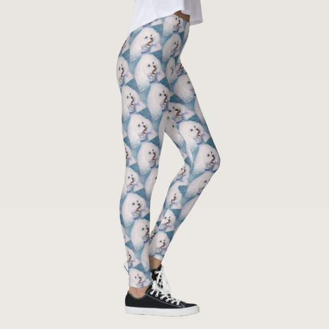 SWEET WHITE BICHON FRISE LEGGINGS (Right)