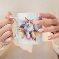 Sweet White Cat Watercolor Illustration
