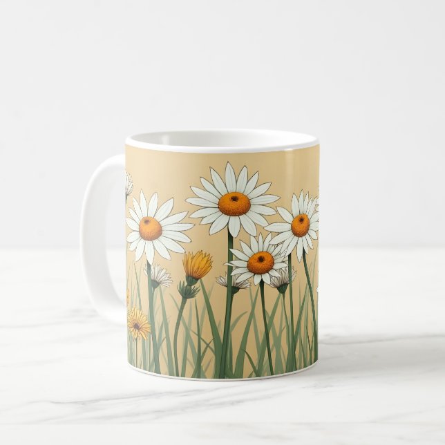 Sweet White Daisies Coffee Mug (Front Left)