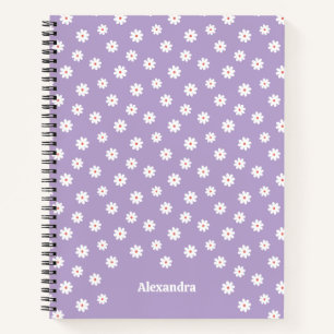Sweet White Daisies Floral Pattern Personalised Notebook