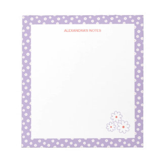 Sweet White Daisies Floral Pattern Personalised Notepad