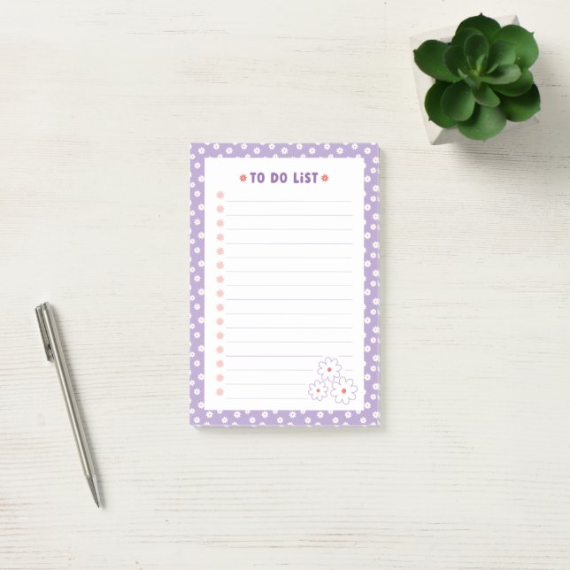 Sweet White Daisies Floral Pattern To Do List Post-it Notes (Office)