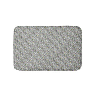 Sweet White Granite Rock texture Pastel Dots Bath Mat