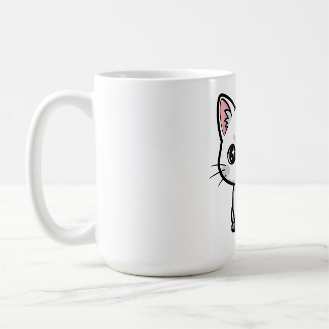 Sweet White Kitten Coffee Mug (Left)